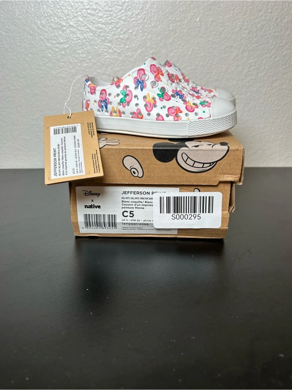 Native Shoes Jefferson Disney Minnie Paint Drops Toddler C5 Slip On Kids Shoes